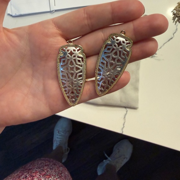 Kendra Scott Gold and Silver Filigree Earrings - Picture 2 of 2